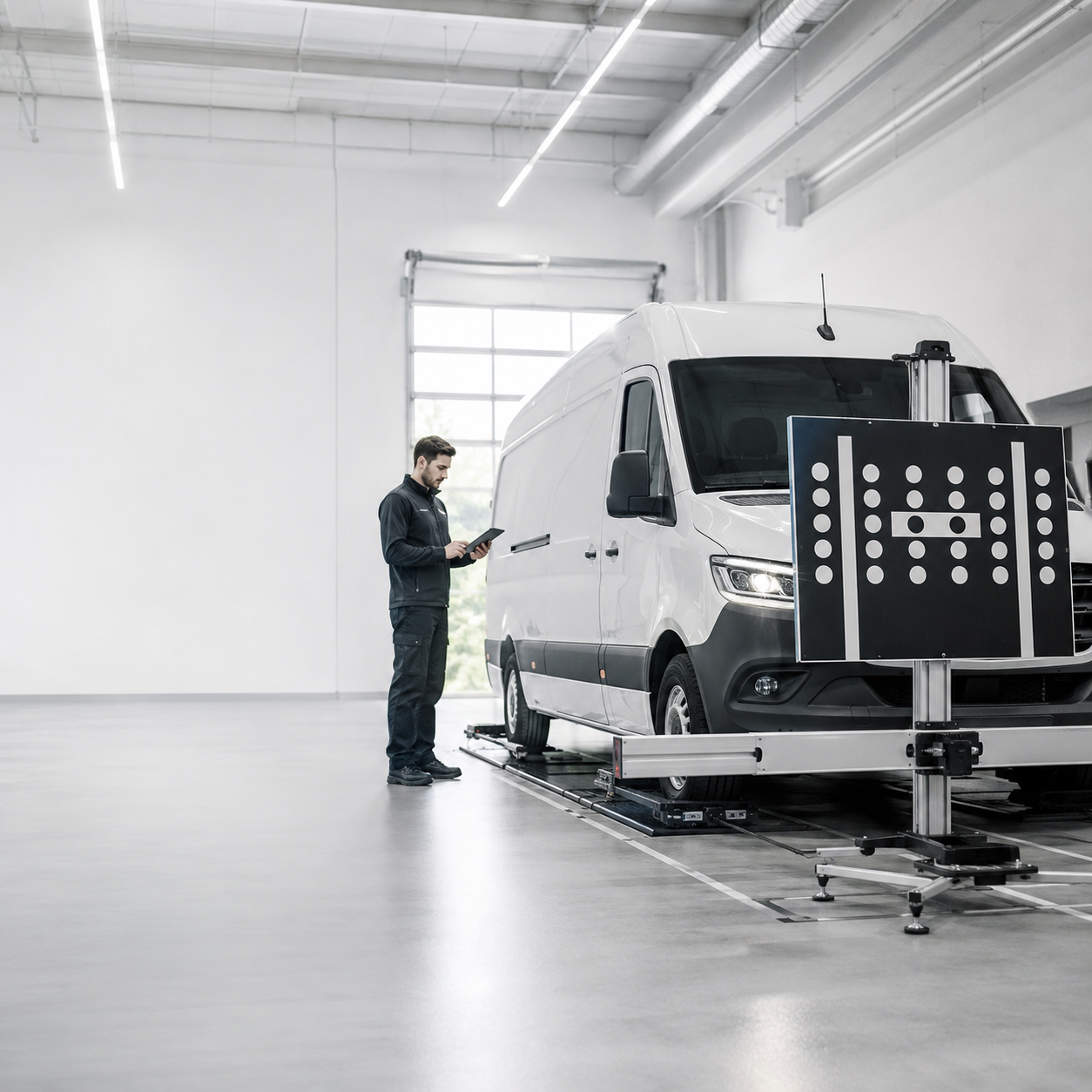 Auto glass technician completing precision work around a vehicle windshield