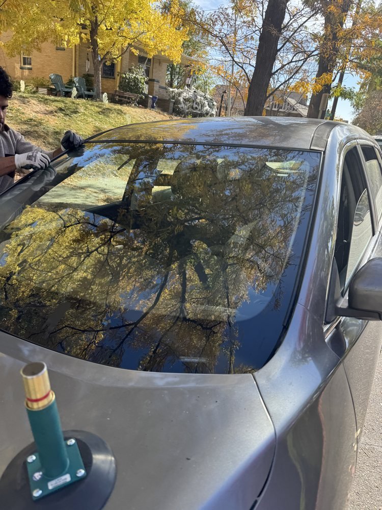 Clear windshield on a professionally serviced vehicle